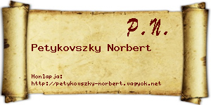 Petykovszky Norbert névjegykártya